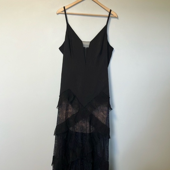 NWT BCBGMAXAZRIA Avaline Elegant Black Lace Evening Dress - Picture 2 of 13